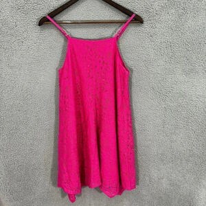 Kaari‎ Blue dress womens small pink floral lace shift sleeveless barbiecore